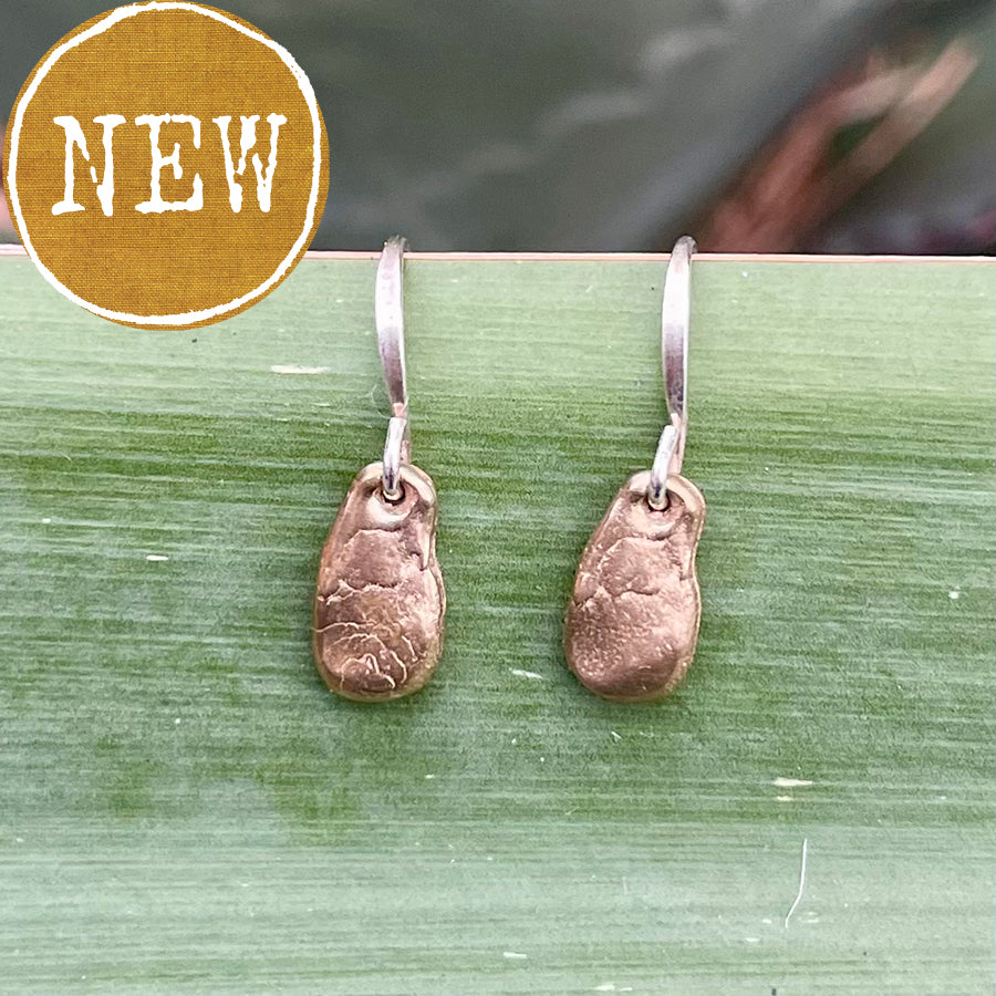 drop charm earrings: recycled bronze & sterling silver