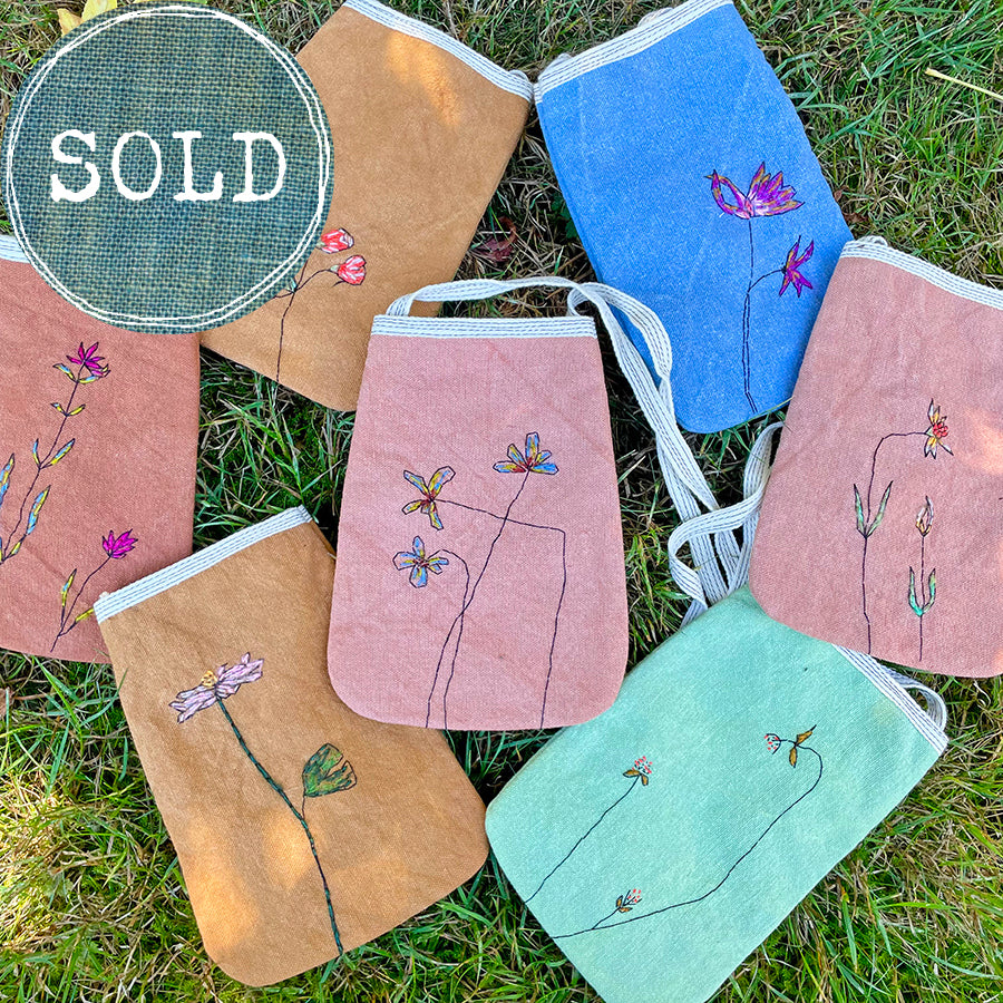 embroidered plant-dyed pocket purse