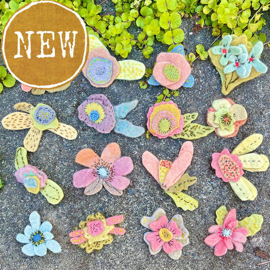 wool felt flower pins (new batch!)