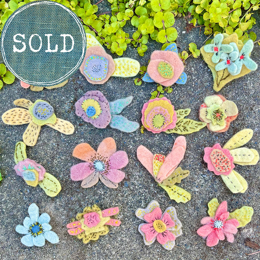 wool felt flower pins