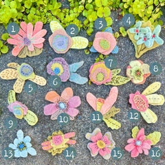 wool felt flower pins (new batch!)