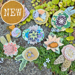 plant-dyed wool felt flower pins (new batch!)