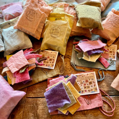 little flower plant-dyed wool felt scrap bag