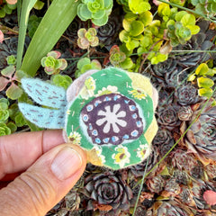 plant-dyed wool felt flower pins (new batch!)