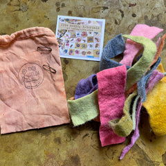 little flower plant-dyed wool felt scrap bag