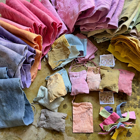 little flower plant-dyed wool felt scrap bag