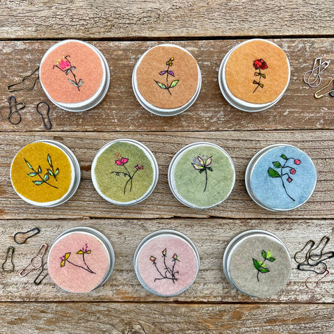 plant-dyed botanical notions tin