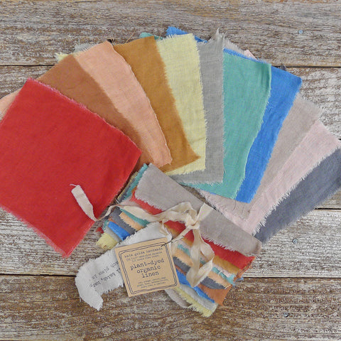 5 x 5" squares: plant-dyed organic linen