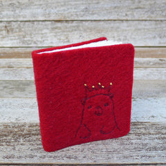 little felt journal: bear in a crown