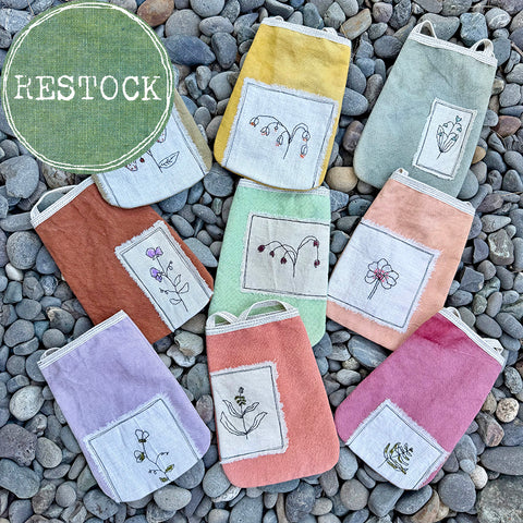 plant-dyed pocket purse with embroidered botanical patch (new batch!)