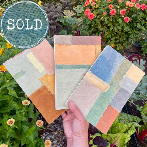 large plant-dyed handbound journal: patchwork & plain