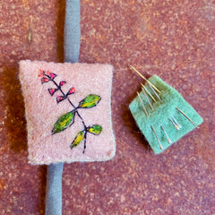 plant-dyed botanical pin cushion bracelet (leather lined)