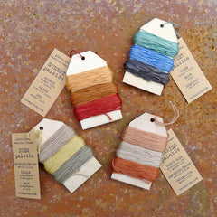 plant-dyed sashiko thread: three-color palette