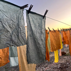 remnant bag: assortment of plant-dyed textiles