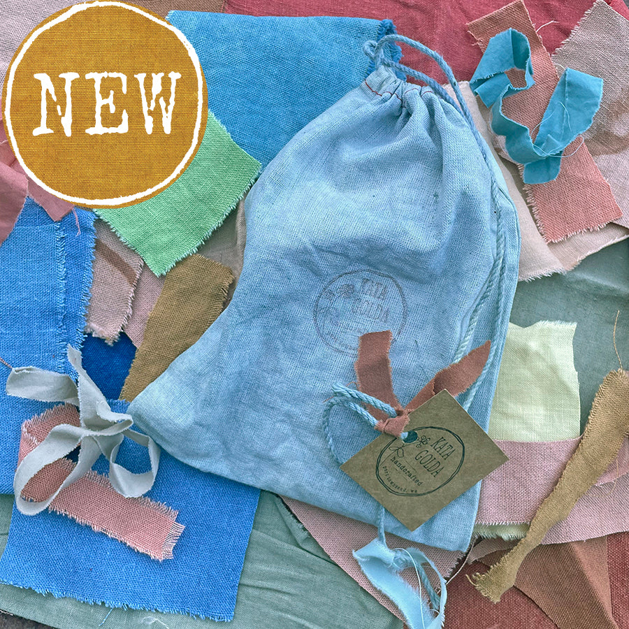 remnant bag: assortment of plant-dyed textiles