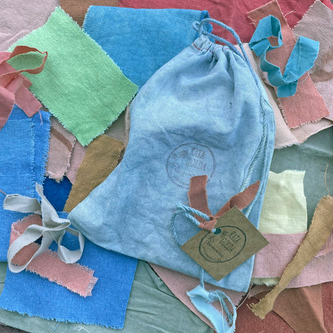 remnant bag: assortment of plant-dyed textiles