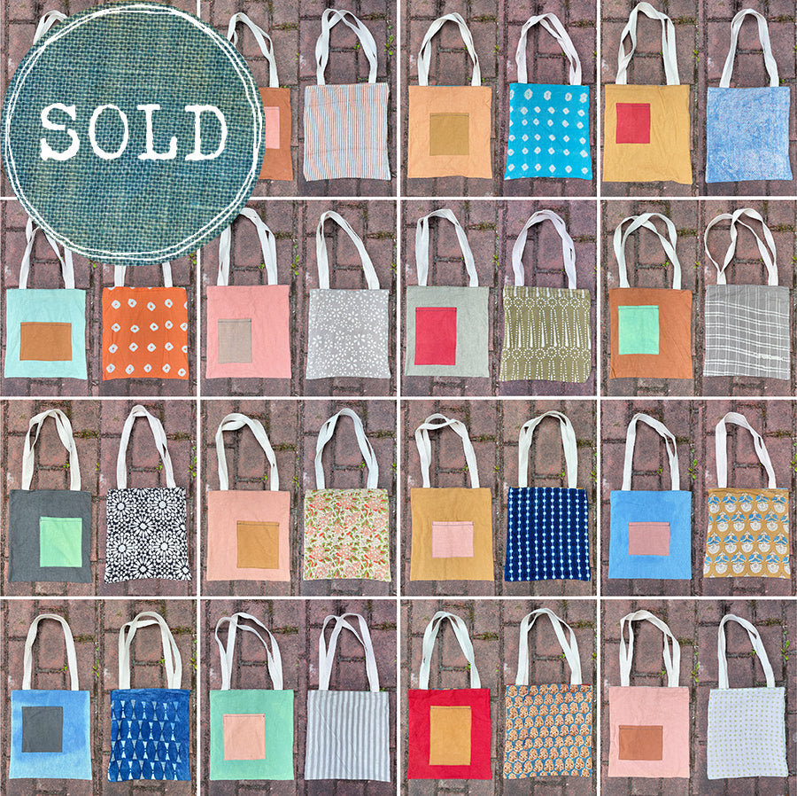 reversible plant-dyed tote bag