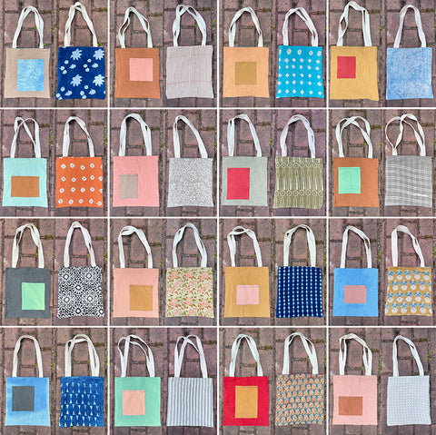 reversible plant-dyed tote bag