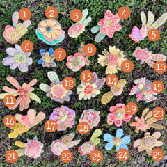 plant-dyed wool felt flower pins (new batch!)