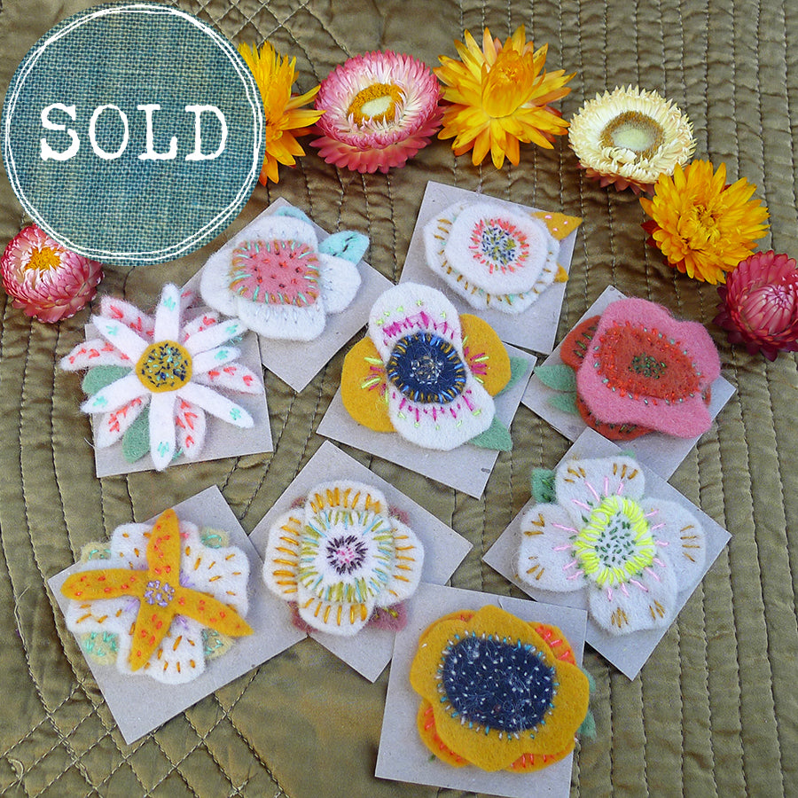 wool felt flower pins