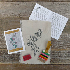 DIY block printed stitching: bees & blooms
