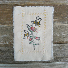 DIY block printed stitching: bees & blooms