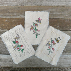 DIY block printed stitching: bees & blooms