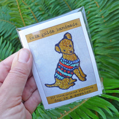 DIY block printed stitching: dog in a sweater