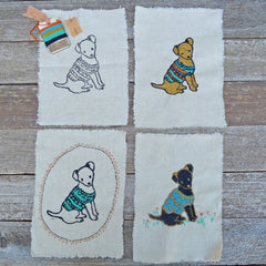 DIY block printed stitching: dog in a sweater