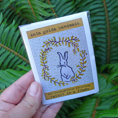 DIY block printed stitching: rabbit in a frame