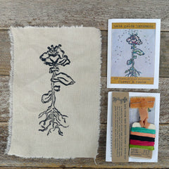 DIY block printed stitching: flower and roots