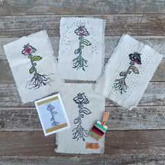 DIY block printed stitching: flower and roots