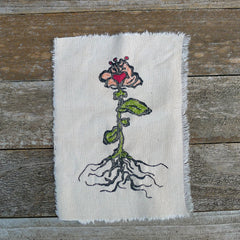 DIY block printed stitching: flower and roots