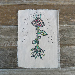 DIY block printed stitching: flower and roots