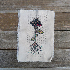 DIY block printed stitching: flower and roots