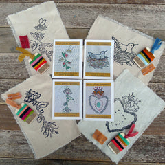DIY block printed stitching: rabbit in a frame