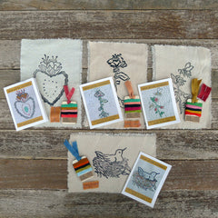 DIY block printed stitching: bees & blooms