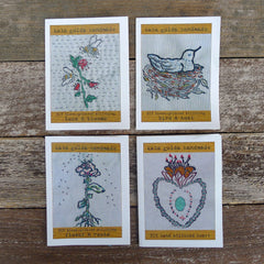 DIY block printed stitching: rabbit in a frame