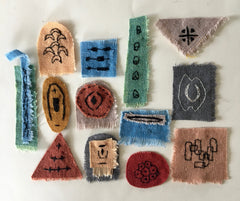 4" squares: plant-dyed 9oz organic cotton/hemp