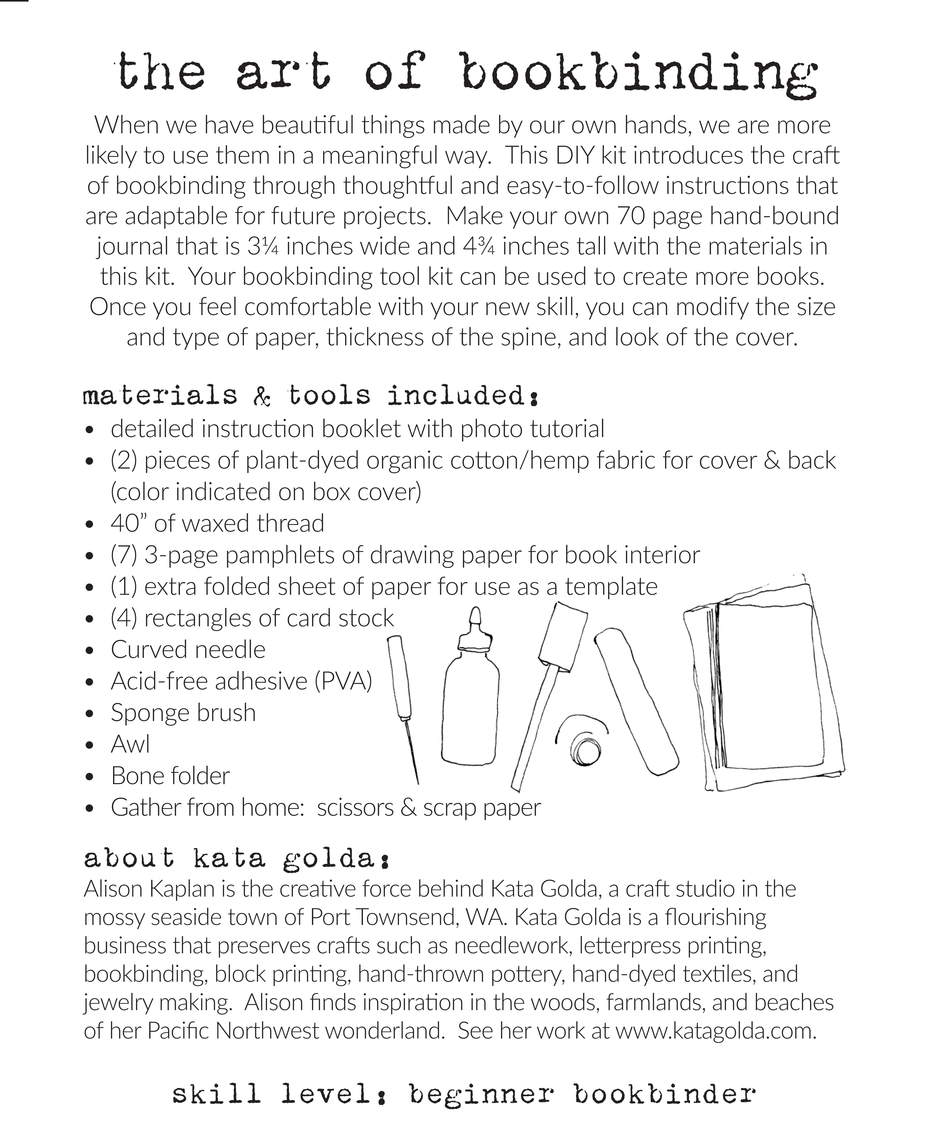 DIY bookbinding kit: 9 color options – kata golda handmade