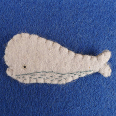decorative wool felt pin: whale