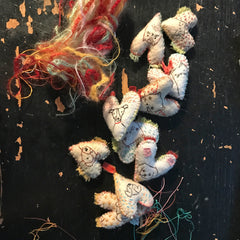 heavily stitched felt CAT & DOG hearts