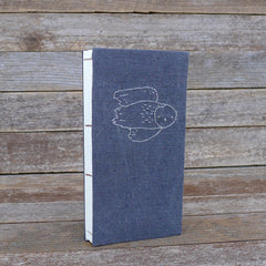 embroidered hemp journal: charcoal/owl