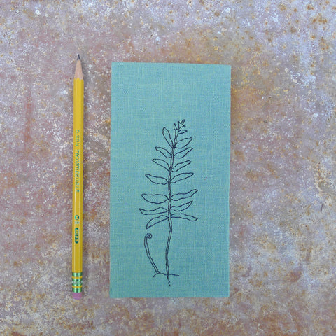 embroidered hemp journal: green/fern