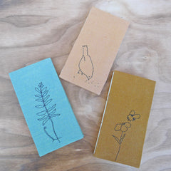 embroidered hemp journal: orange/bird