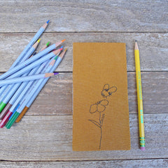 embroidered hemp journal: bee & flower