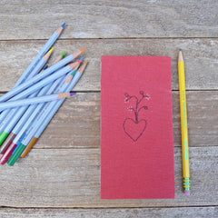embroidered hemp journal: red/heart