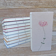 embroidered hemp journal: lavender-brown/flower