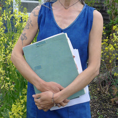 extra large hand-bound journal: sage, lavender/gray & yellow
