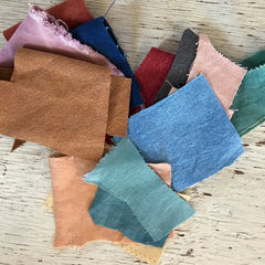 remnant envelope: assortment of plant-dyed textiles